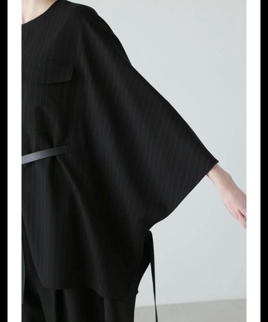 ADORE アドーア　ストライプツイルシャツ ポンチョ　ベルト　ブラウス