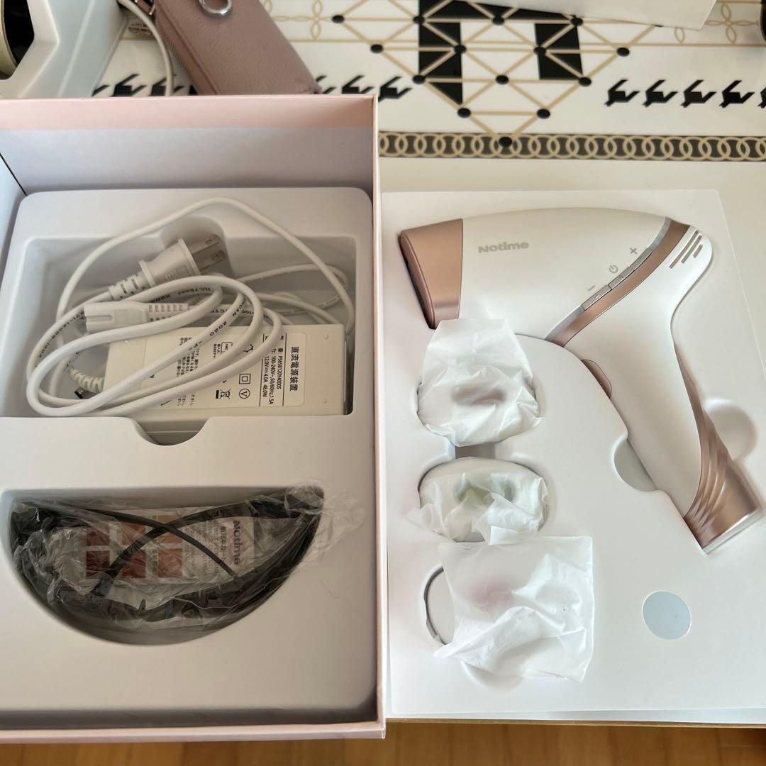最終値下げ‼️nodime 脱毛器 ホワイト ゴールド 交換用ヘッド付き。