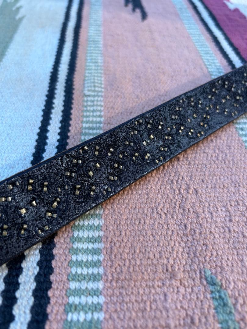 HIDE AND SEEK × HTC BLACKレザー スタッズベルト 36