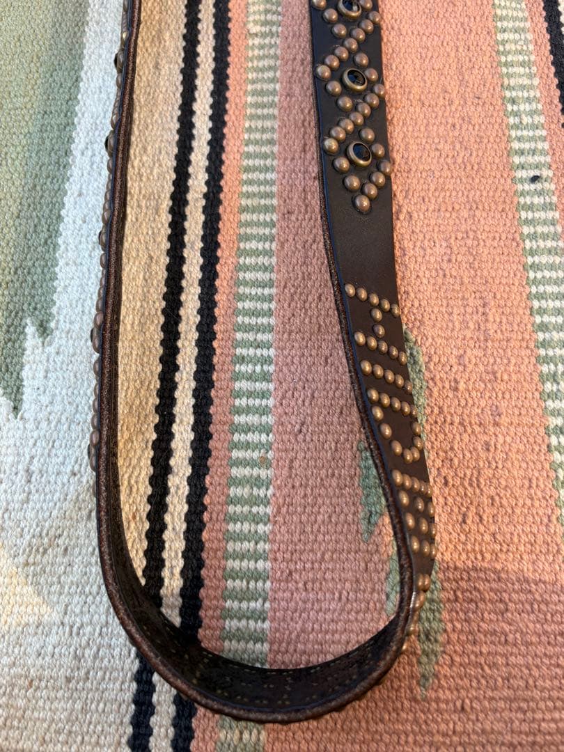 HIDE AND SEEK × HTC BLACKレザー スタッズベルト 36