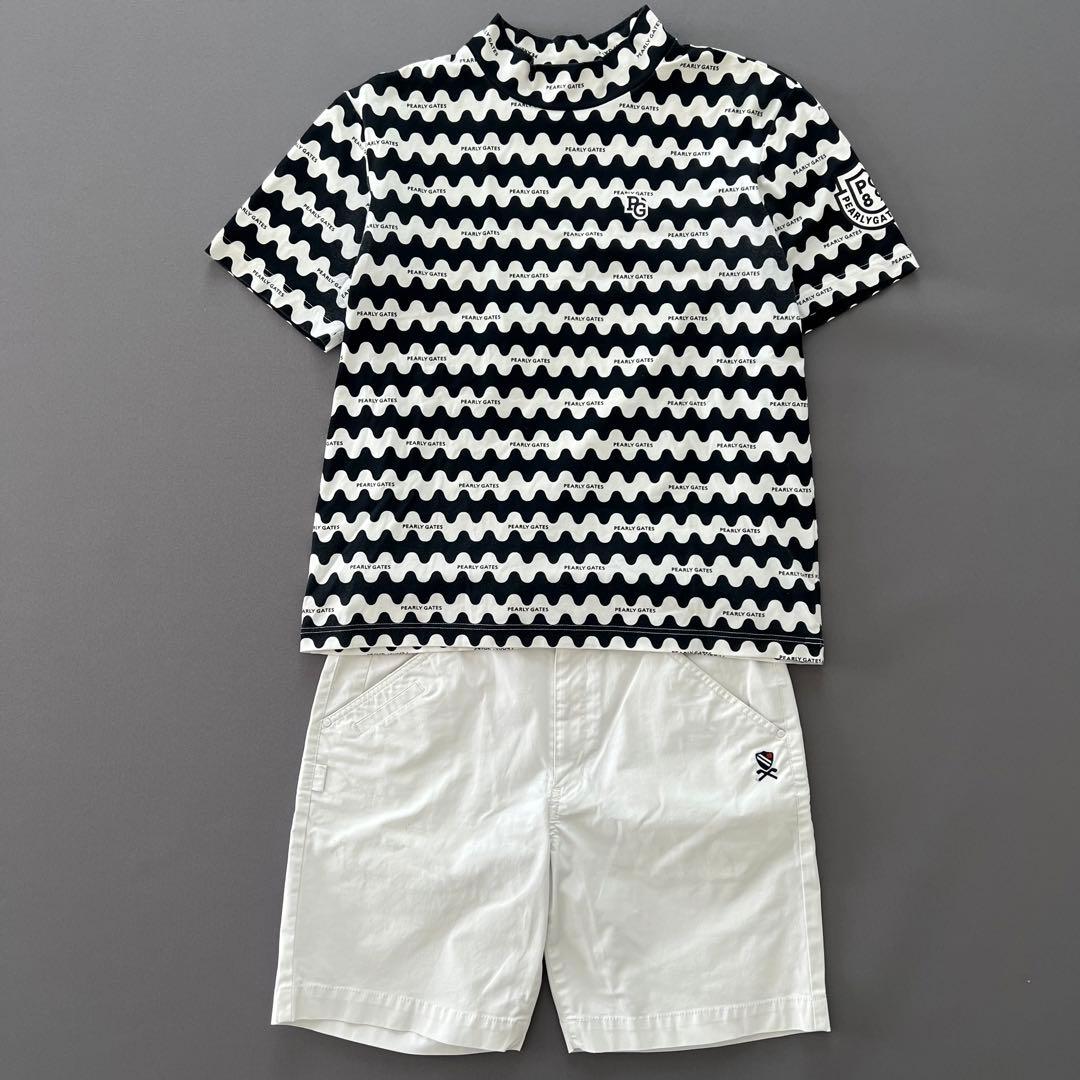 パーリーゲイツ　セットアップ　メンズ　ゴルフ　モックネック　ボーダー　パンツ　M