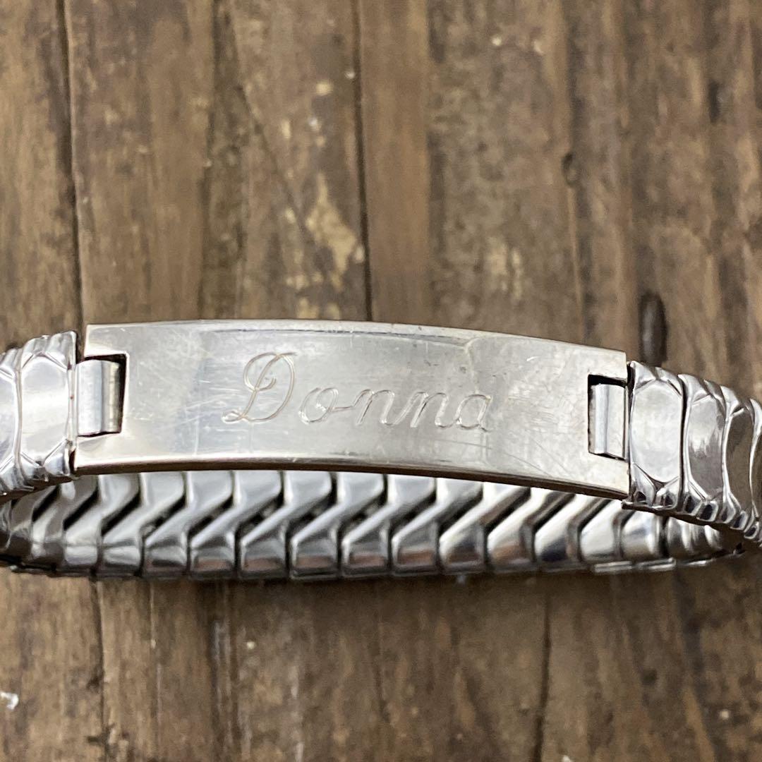 スウィートハート IDプレート 伸縮 シルバーブレスレット