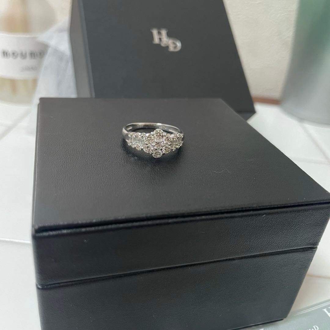 フラワー　プラチナ950 ダイヤモンド リング　指輪 13号