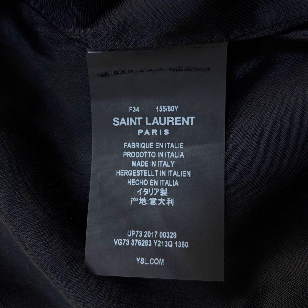 5840【希少カラー】サンローラン☆レザー切替テディジャケット カーキ 即完売