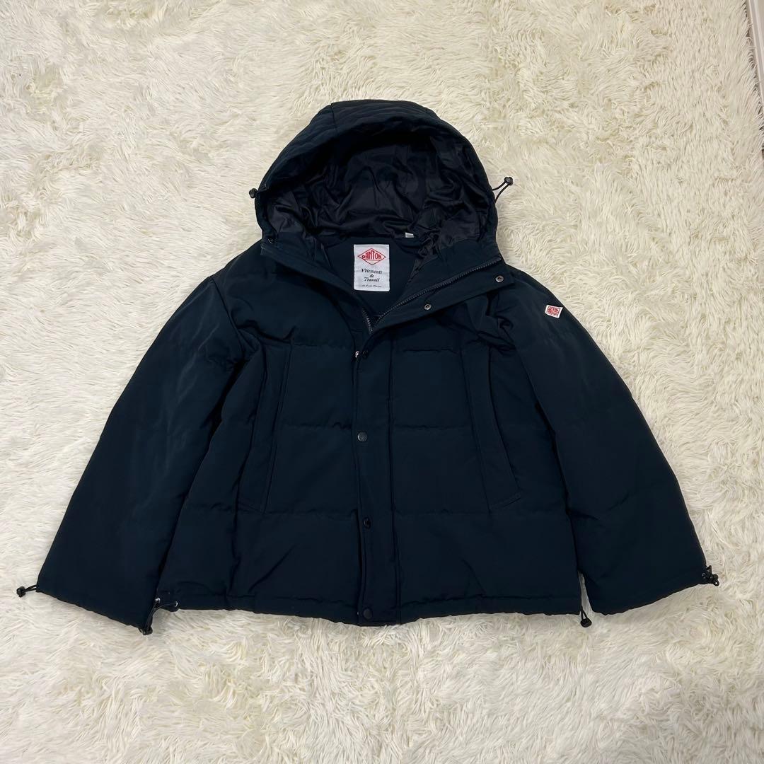 【美品】DANTON ダントン フーデッド ダウン ジャケット 紺 XS