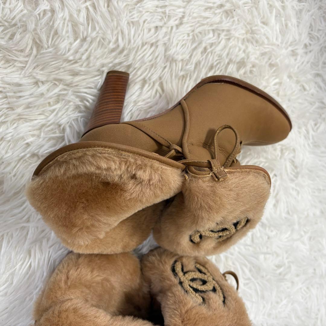 CHANEL シャネル ムートンブーツ 37 ココマーク ファー イタリア製