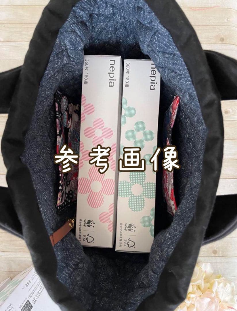 帆布の巾着トートバッグ　ジョリーフルール　コラコラver