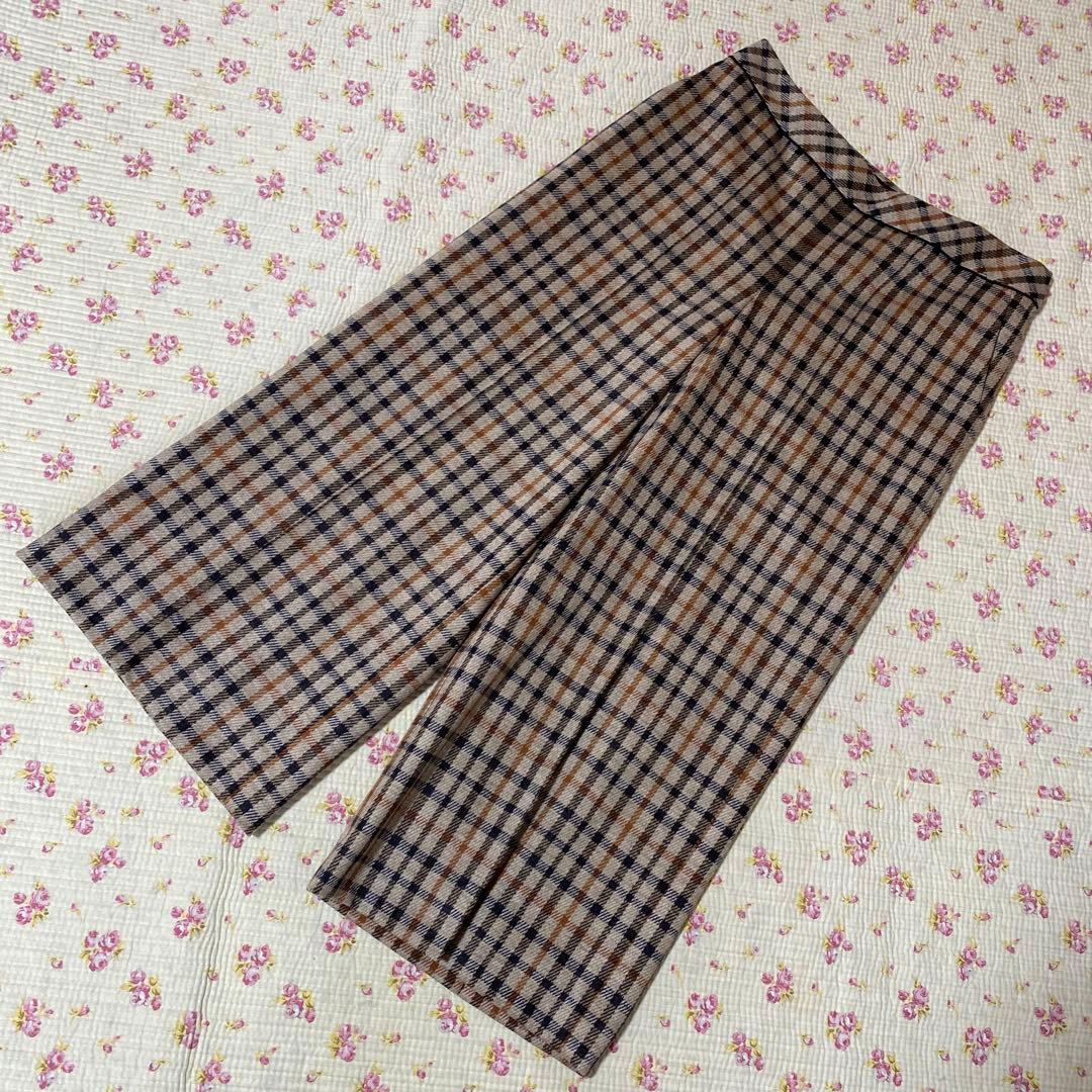ダックス DAKS ガウチョパンツ 38 W36 チェック柄 ウール 秋冬DMW