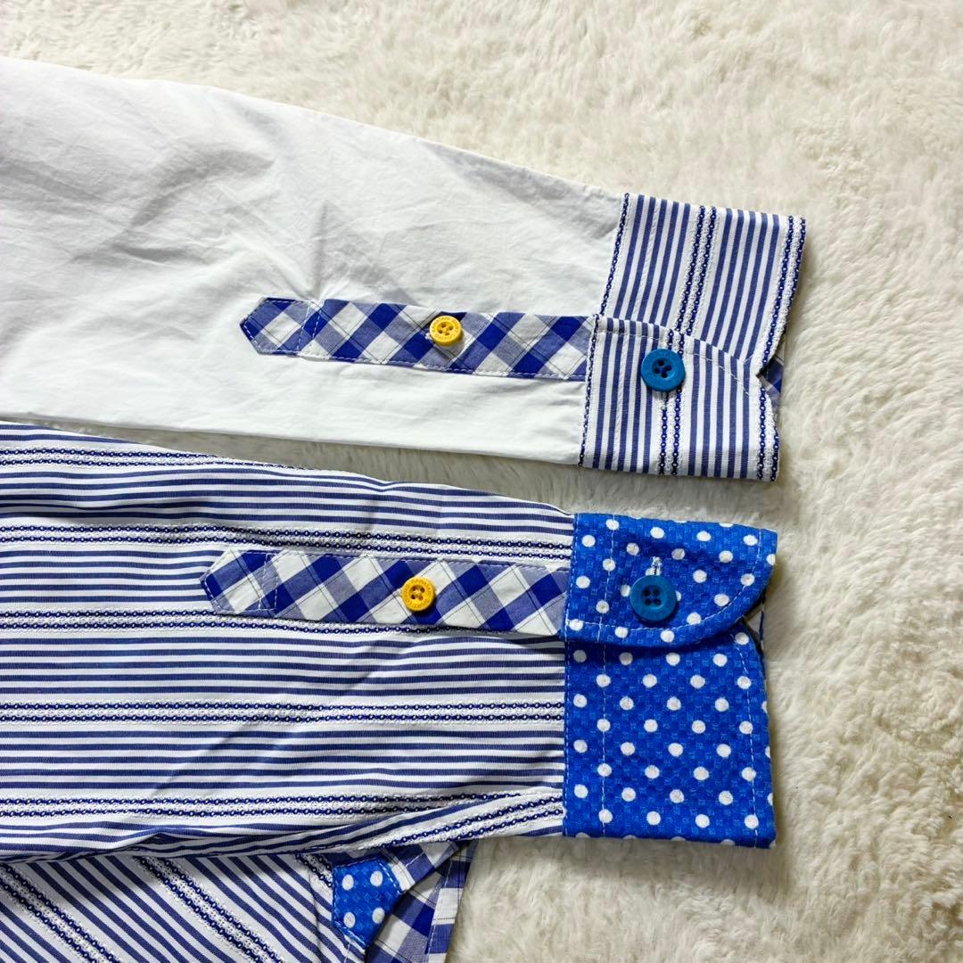 河谷シャツドラえもん50周年 DIME コラボ 長袖シャツ　パッチワーク 刺繍