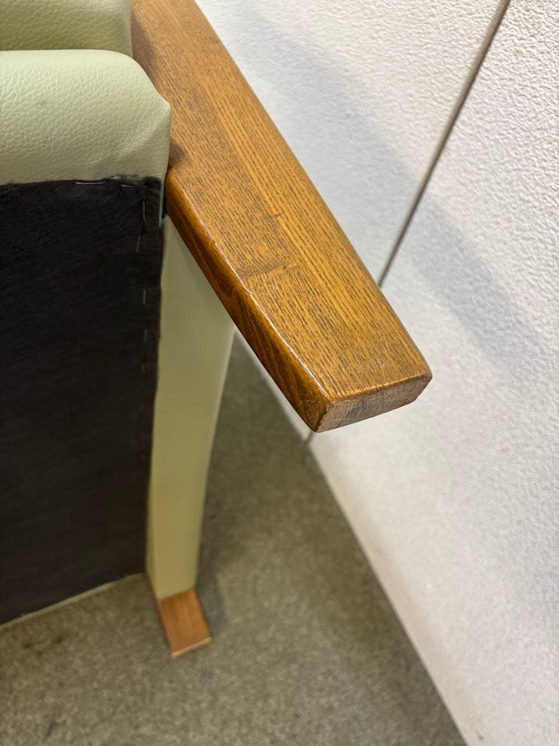 【リペア済み】　レザー　2Pソファ　グリーン色