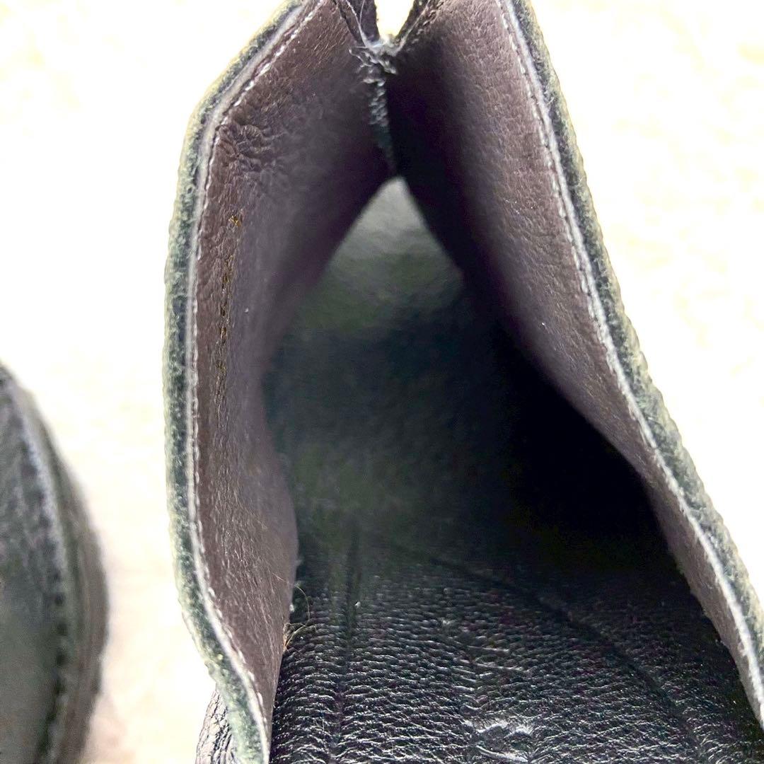 未使用級 ヒナデイグリーン レザー ミュール サンダル ウェッジソール L