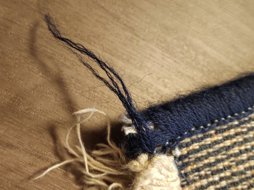 80×120 イラン製 ウール ペルシャ絨毯 メダリオン柄 ネイビー ベージュ