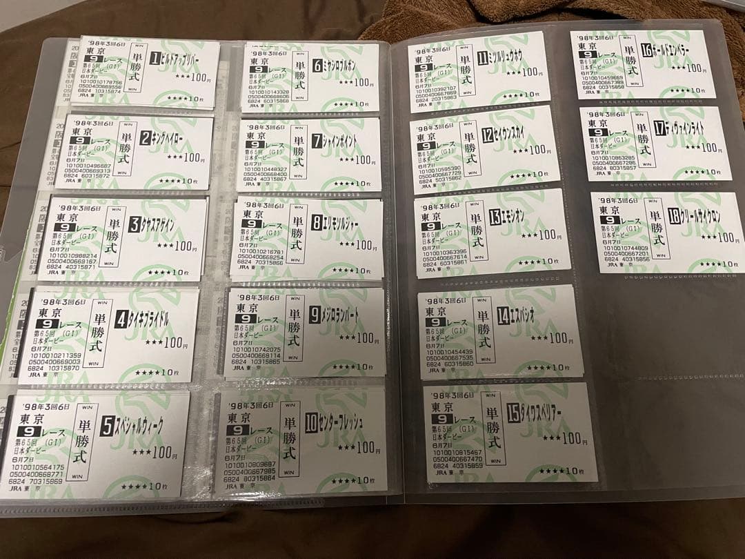 ゔ*す様 98年　日本ダービー　現地馬券18頭