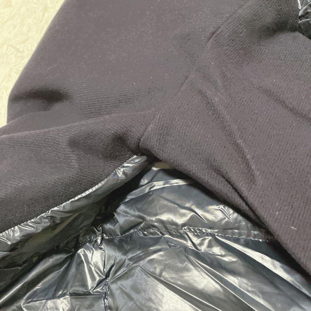 a2077【ヘルノ】異素材ドッキング 切り替え ダウンジャケット ネイビー 42