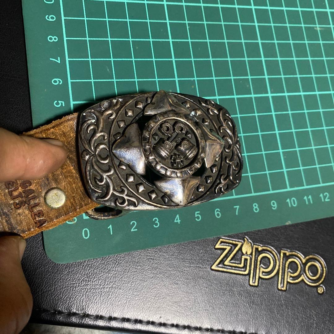 すごく対応　291295 革ベルト　950 エンジン柄　バックル