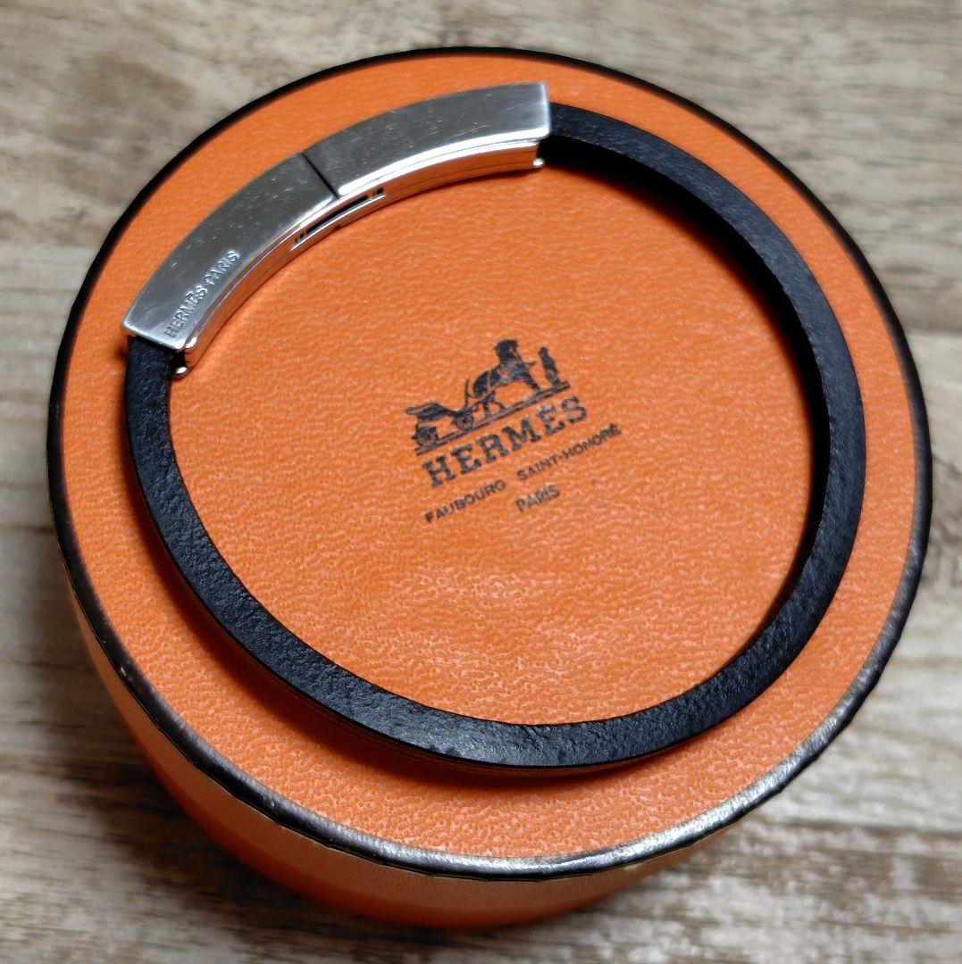 HERMES ブラック シルバー ブレスレット