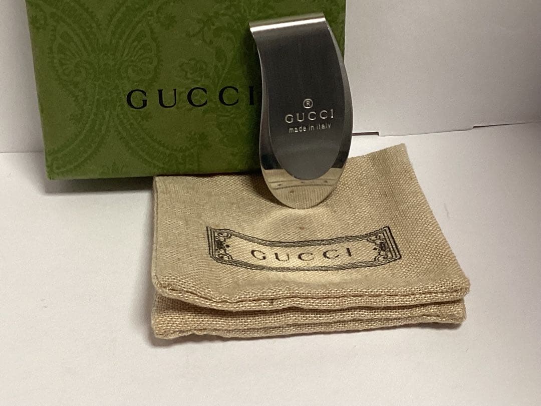 未使用美品グッチGUCCI ステンレススチール マネークリップ本物