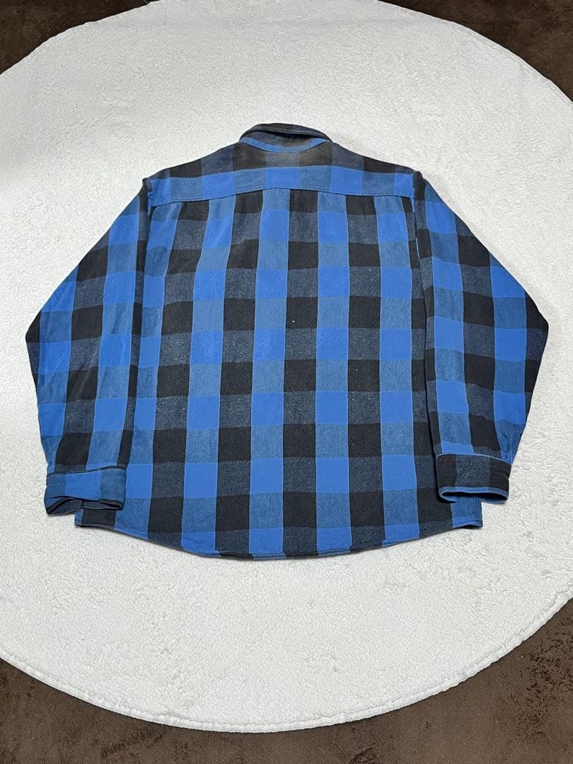 90s FIVE BROTHER ネルシャツ　青×黒