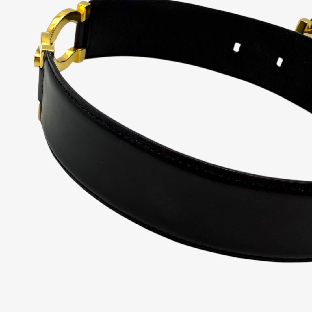 【美品】サルヴァトーレ　フェラガモ ベルト　ガンチーニ レザー ブラック