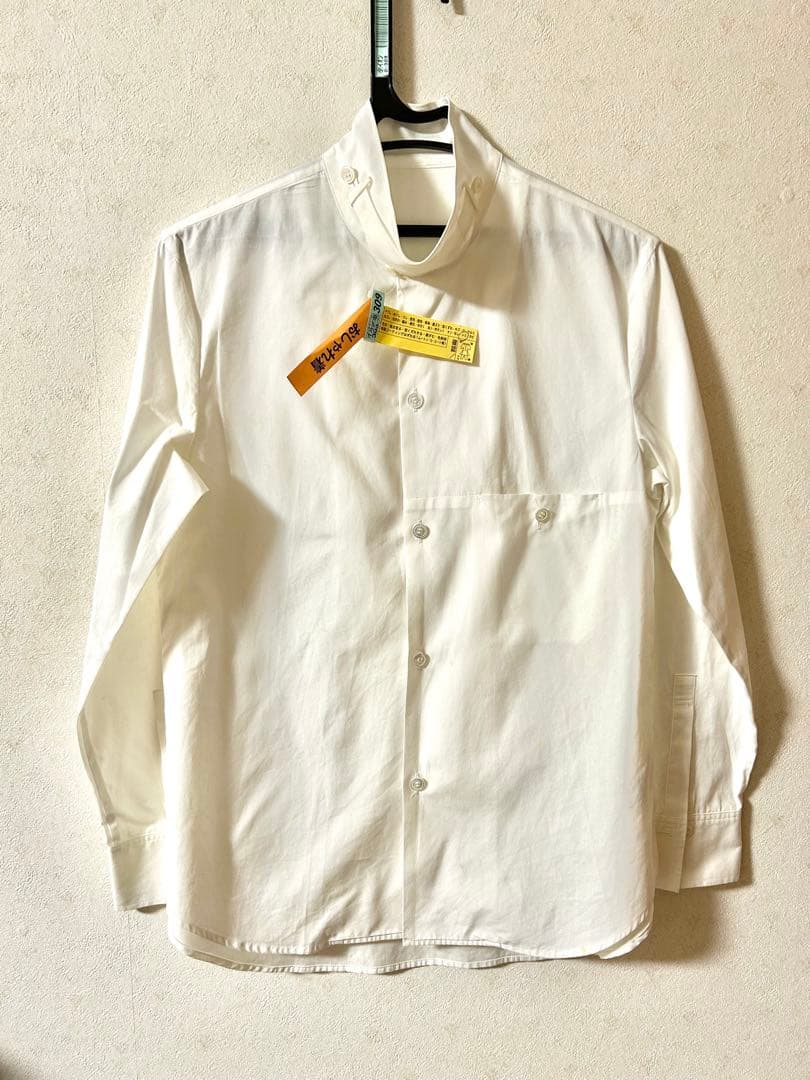 yohji yamamoto ホワイトボタン付きスタンドカラーシャツ