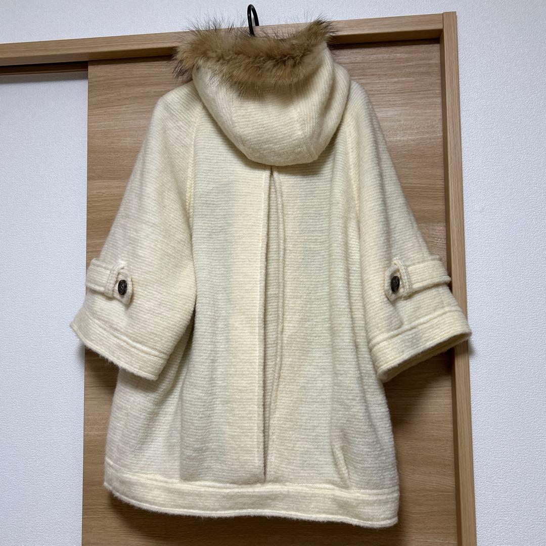 バーバリーブルーレーベル　モヘア　コート　ノバチェック　ファー付き　38