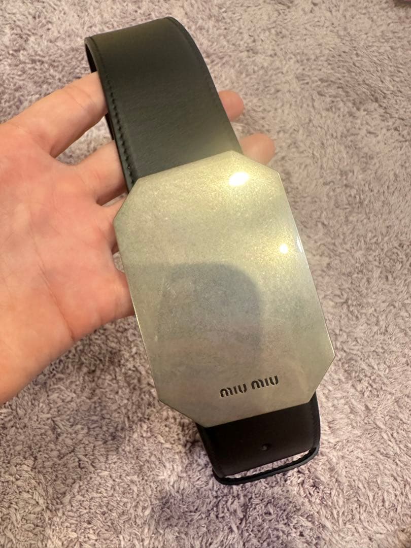 9/9まで値下げ【美品】MIU MIU ミュウミュウ レザーベルト シルバー金具
