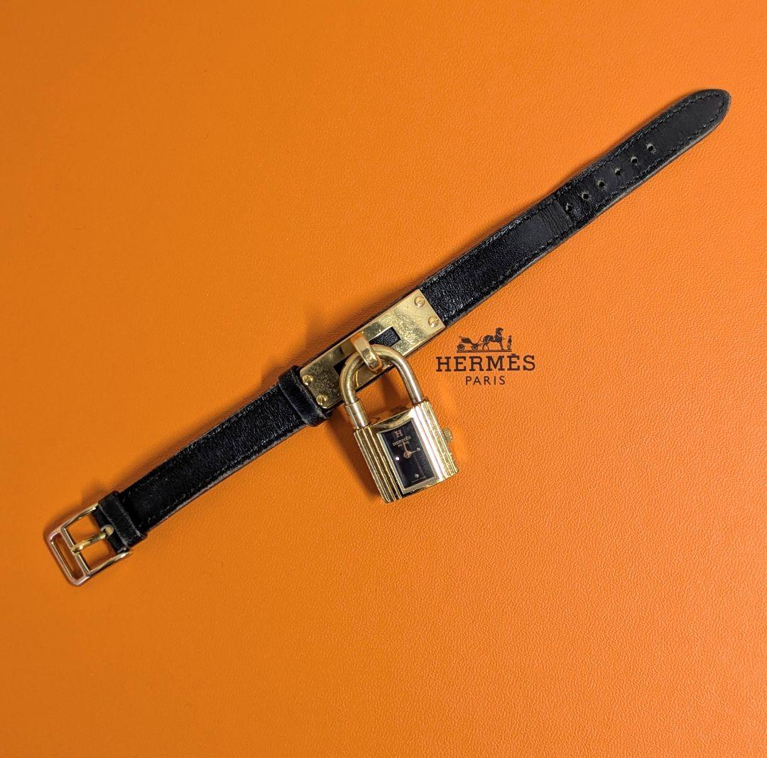 HERMES エルメス　ケリーウォッチ　ブラック×ゴールド【止まった状態】