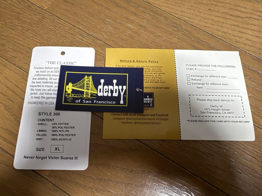 ジャケット・アウター Derby of Sanfrancisco Style300 XL