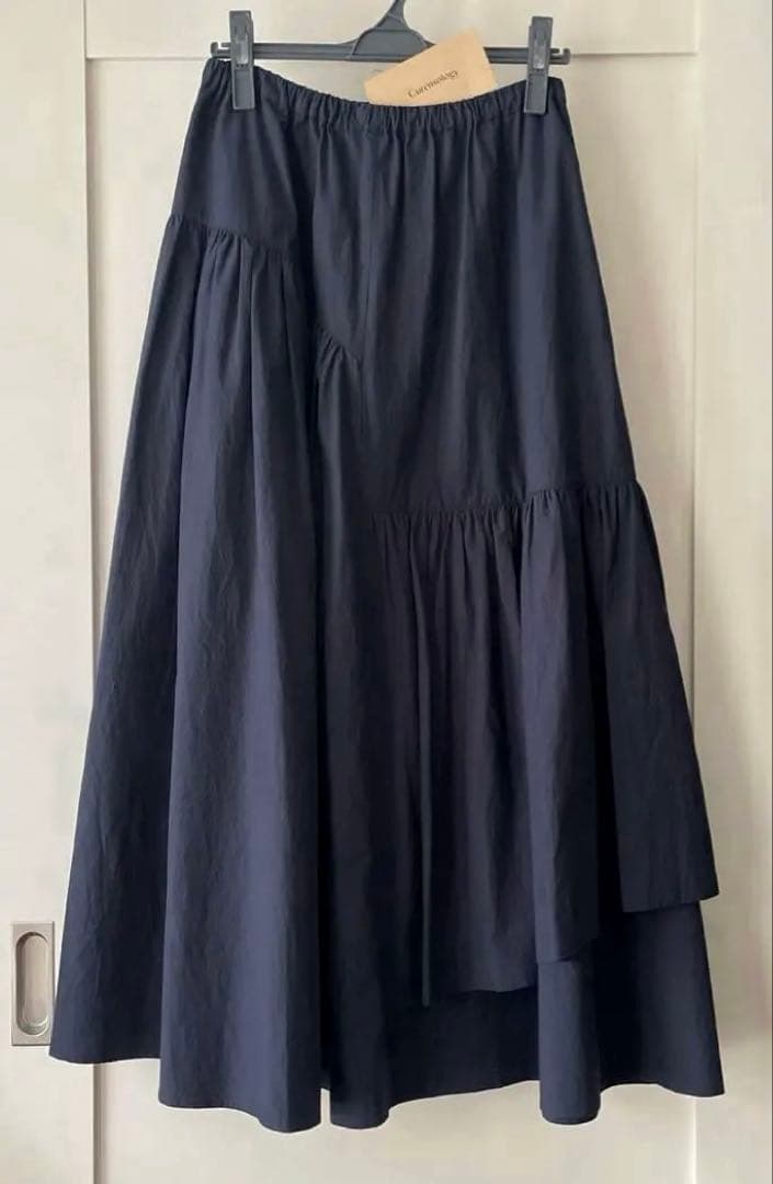 Curensology タイプライターティアードスカートネイビー
