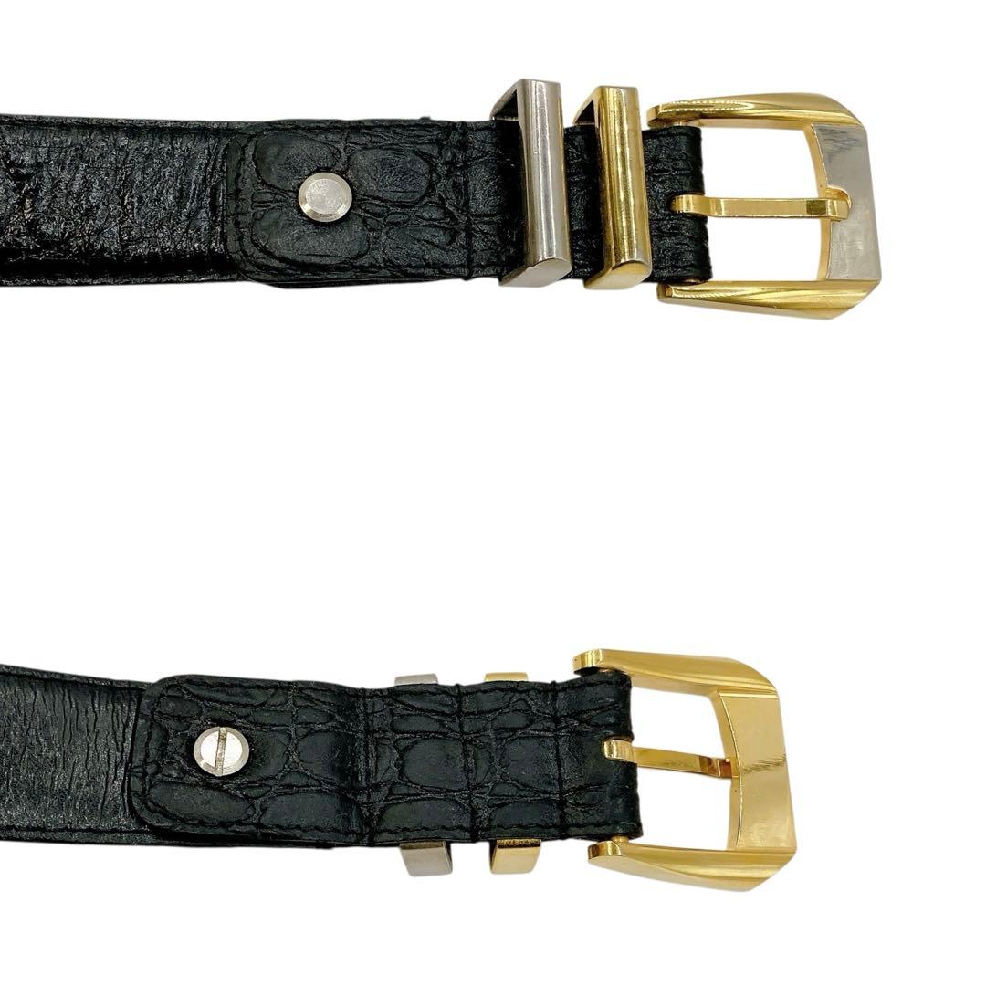 ヴェルサーチ✨ベルト　レザー　メデューサ　約100cm ロング　クロコ型押し　黒