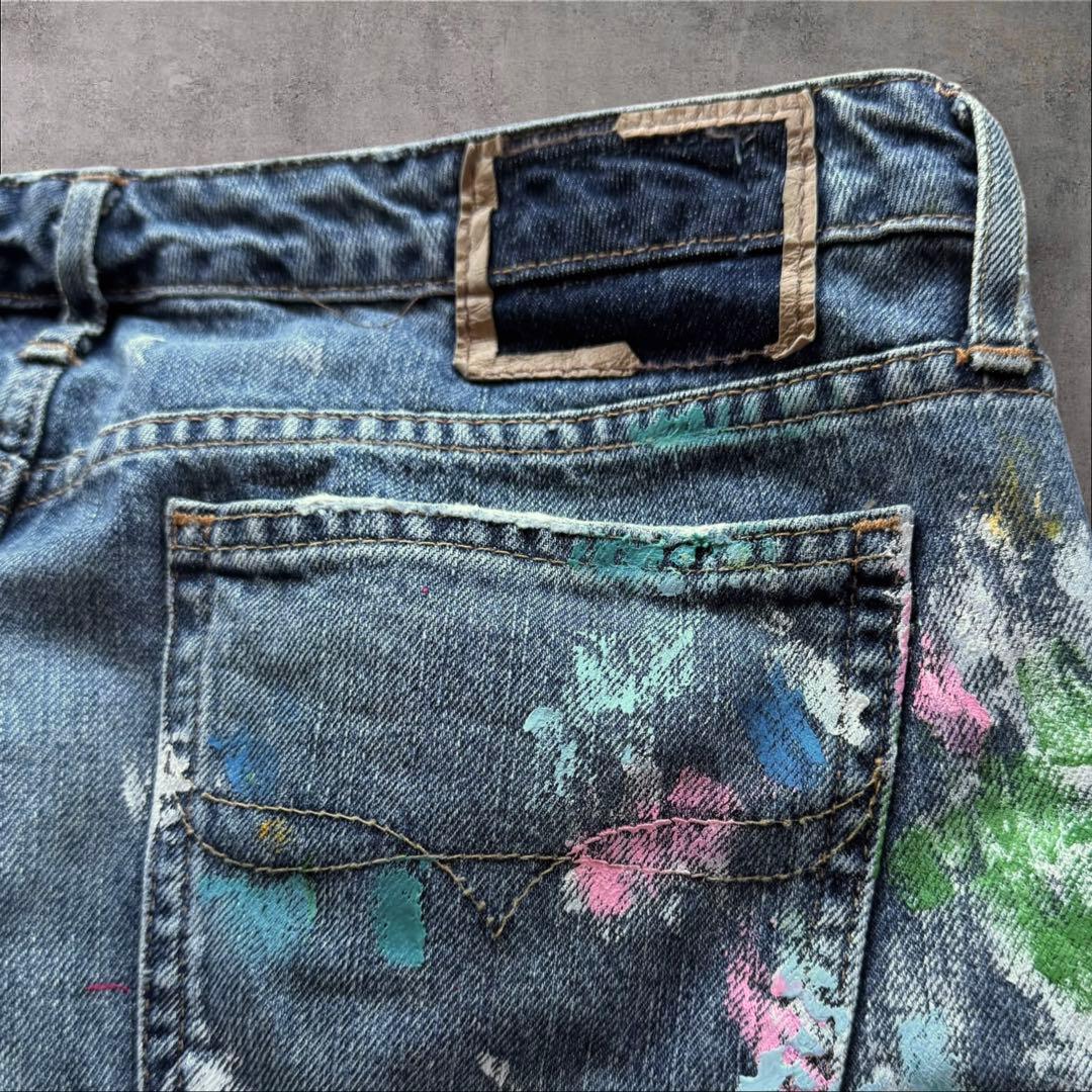 希少Polo RALPH LAUREN グランジペイント デニムパンツ W28