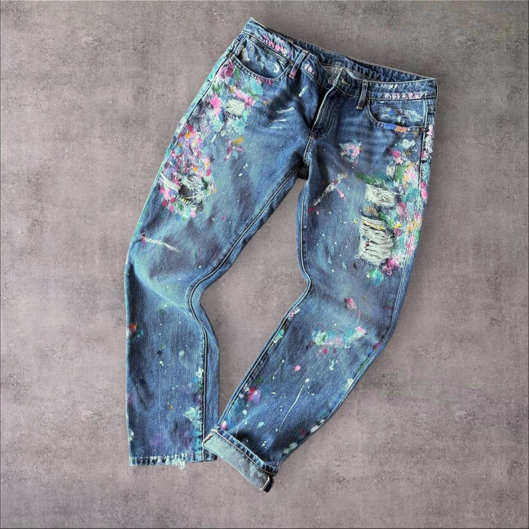 希少Polo RALPH LAUREN グランジペイント デニムパンツ W28