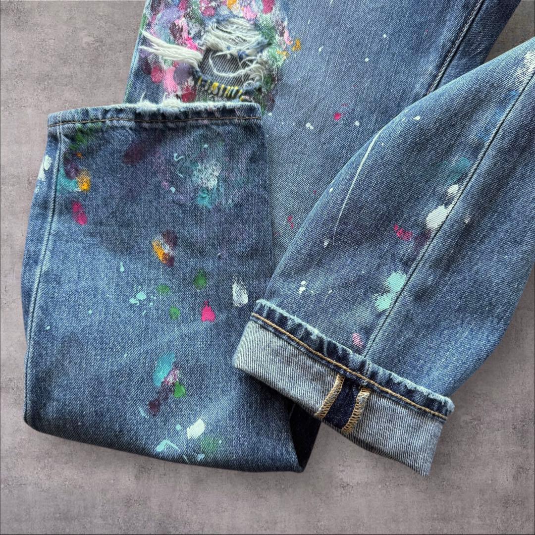 希少Polo RALPH LAUREN グランジペイント デニムパンツ W28