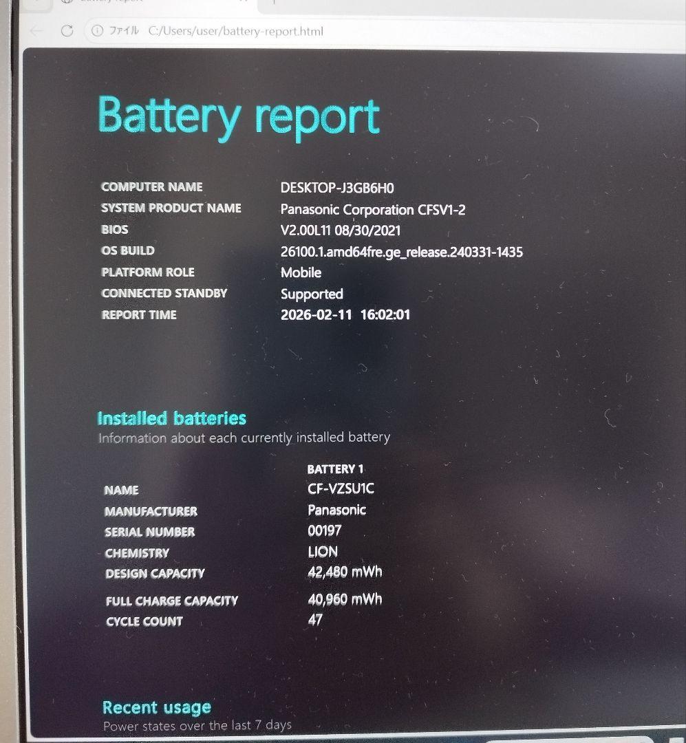 使用2880H CF-SV1 第11代i5/16GB/256GB/office⑥