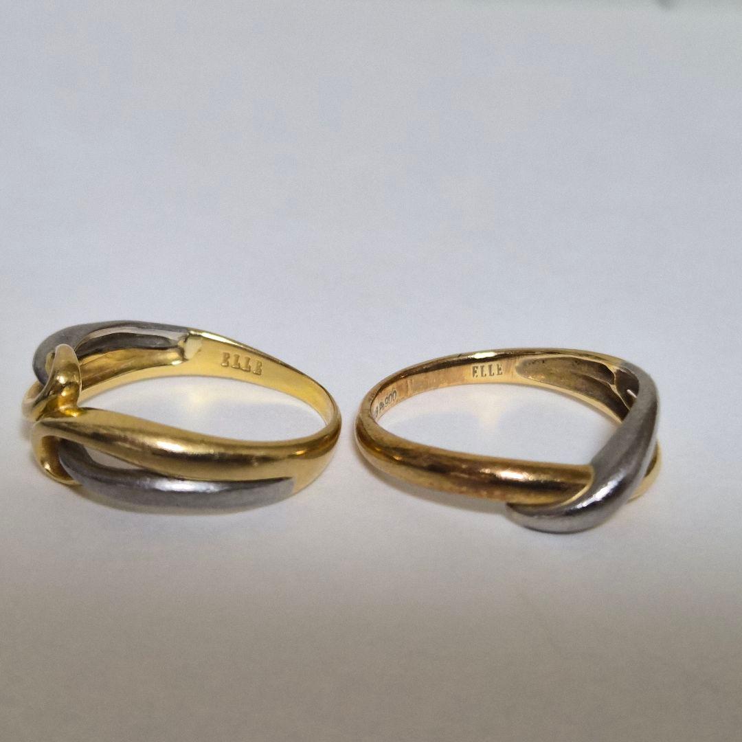 ELLE K18 プラチナ コンビ デザインリング