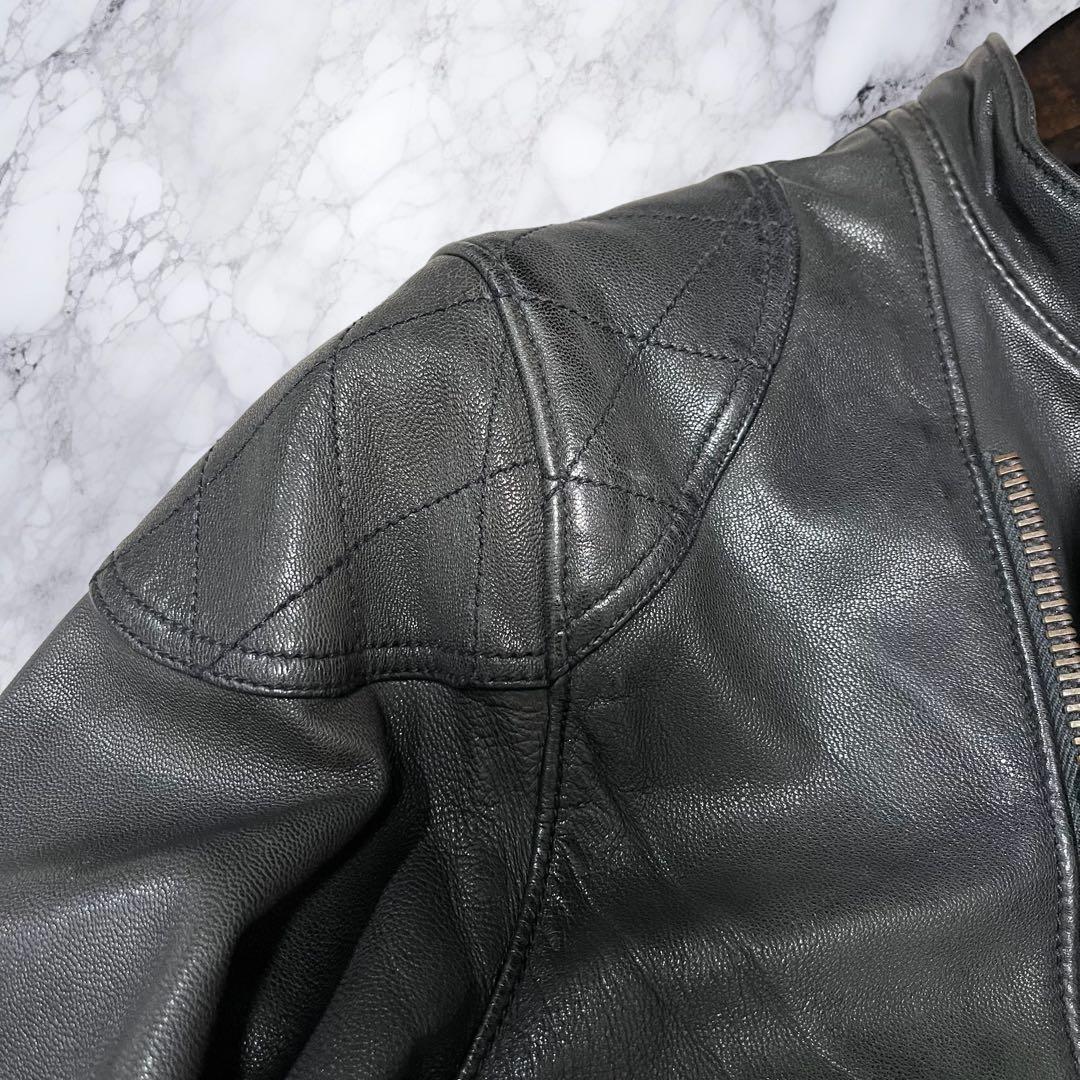 ヒステリックグラマー シングルライダースジャケット レザー 本革 山羊革 黒 S