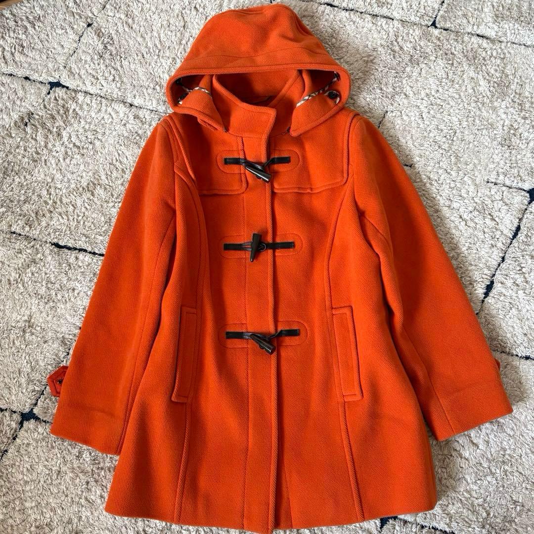 【美品】バーバリーロンドン　ダッフルコート　オレンジ　ウール　牛革　46