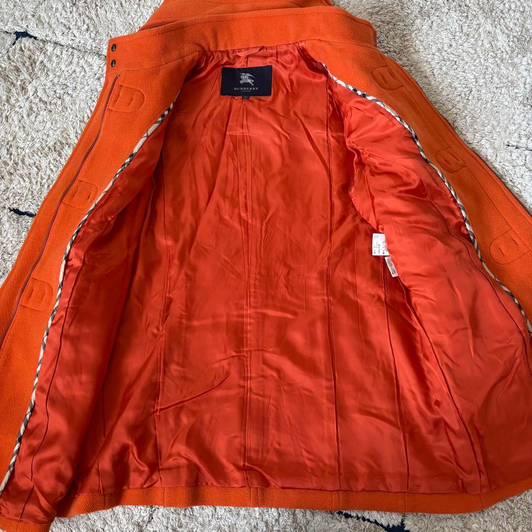 【美品】バーバリーロンドン　ダッフルコート　オレンジ　ウール　牛革　46