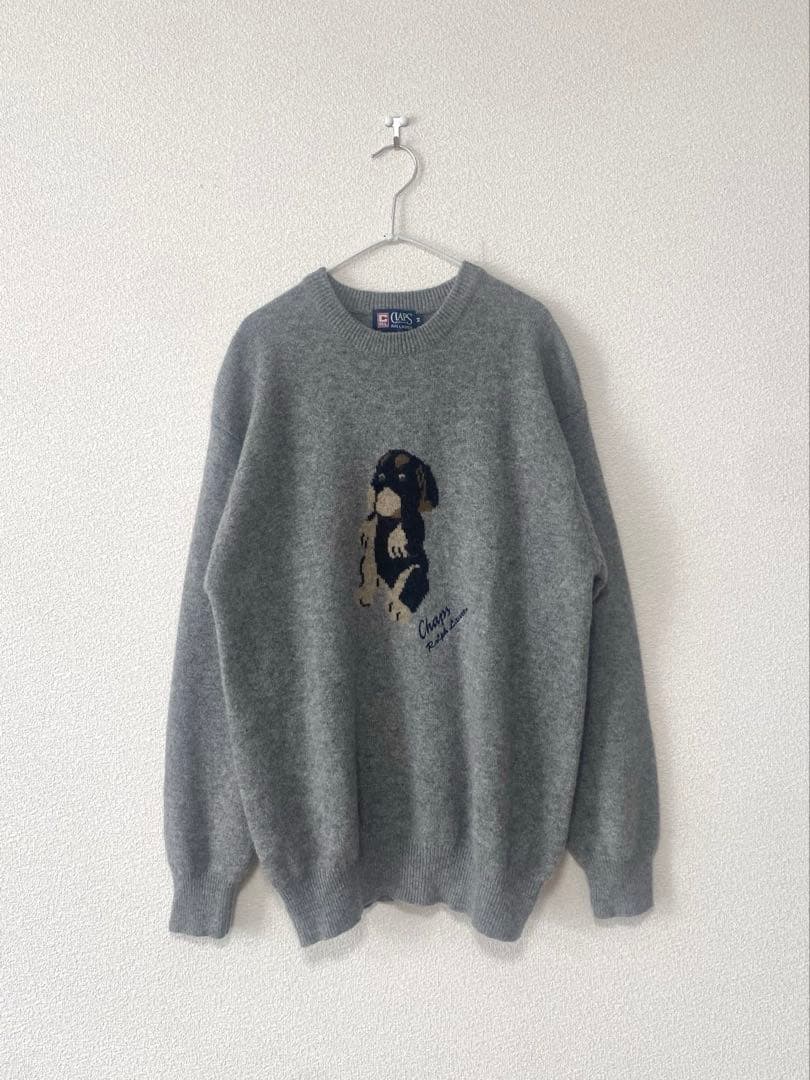 90s CHAPS RALPH LAUREN 犬 デザイン ニットセーター M