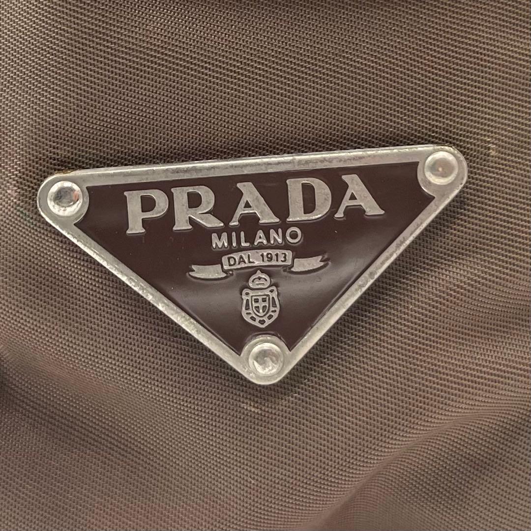 PRADA 2way ショルダーバッグ 三角ロゴプレート ブラウン ハンド