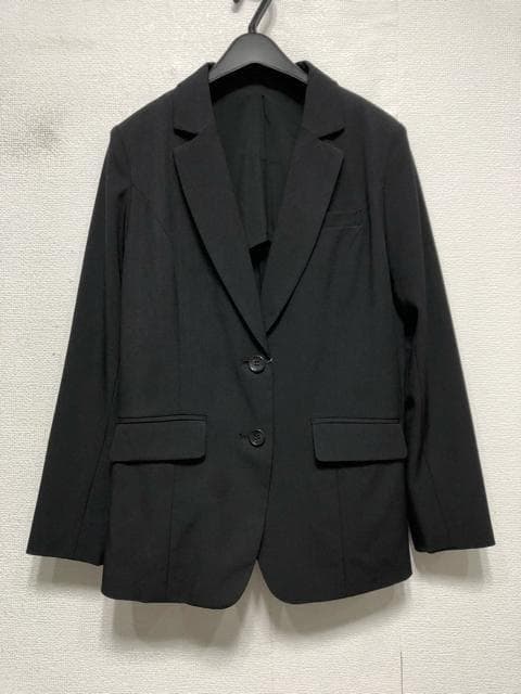 新品☆15号L黒系無地♪ストレッチ素材♪ストレートパンツスーツ☆a259