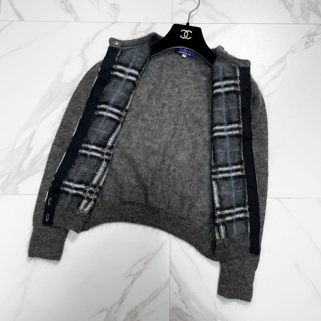 バーバリーブルーレーベル アンサンブル ニットカーディガン モヘヤ ノバチェック