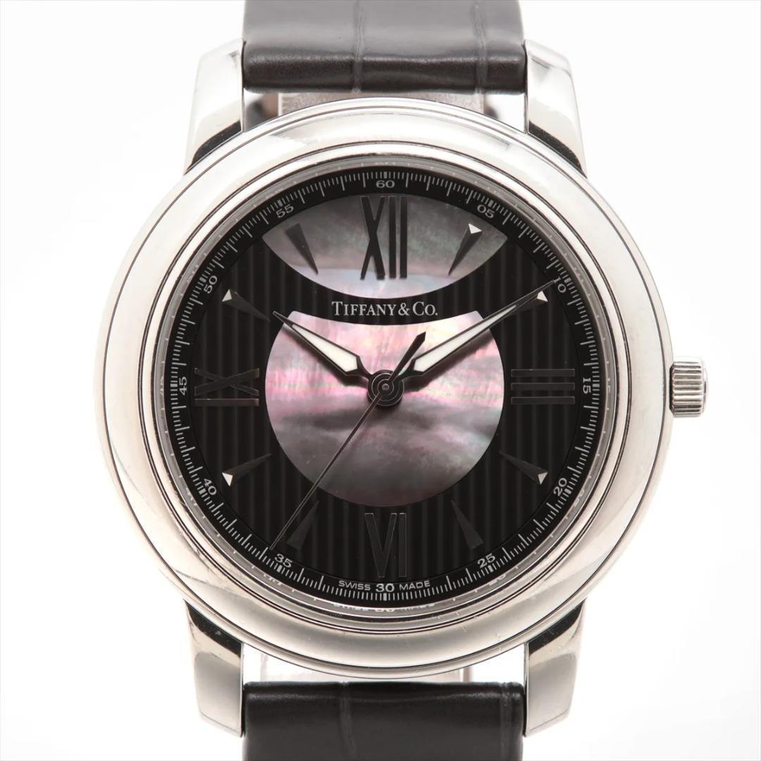 稼働品✨ティファニー　マーク　クォーツ　腕時計　アナログ　シェル文字盤　シルバー