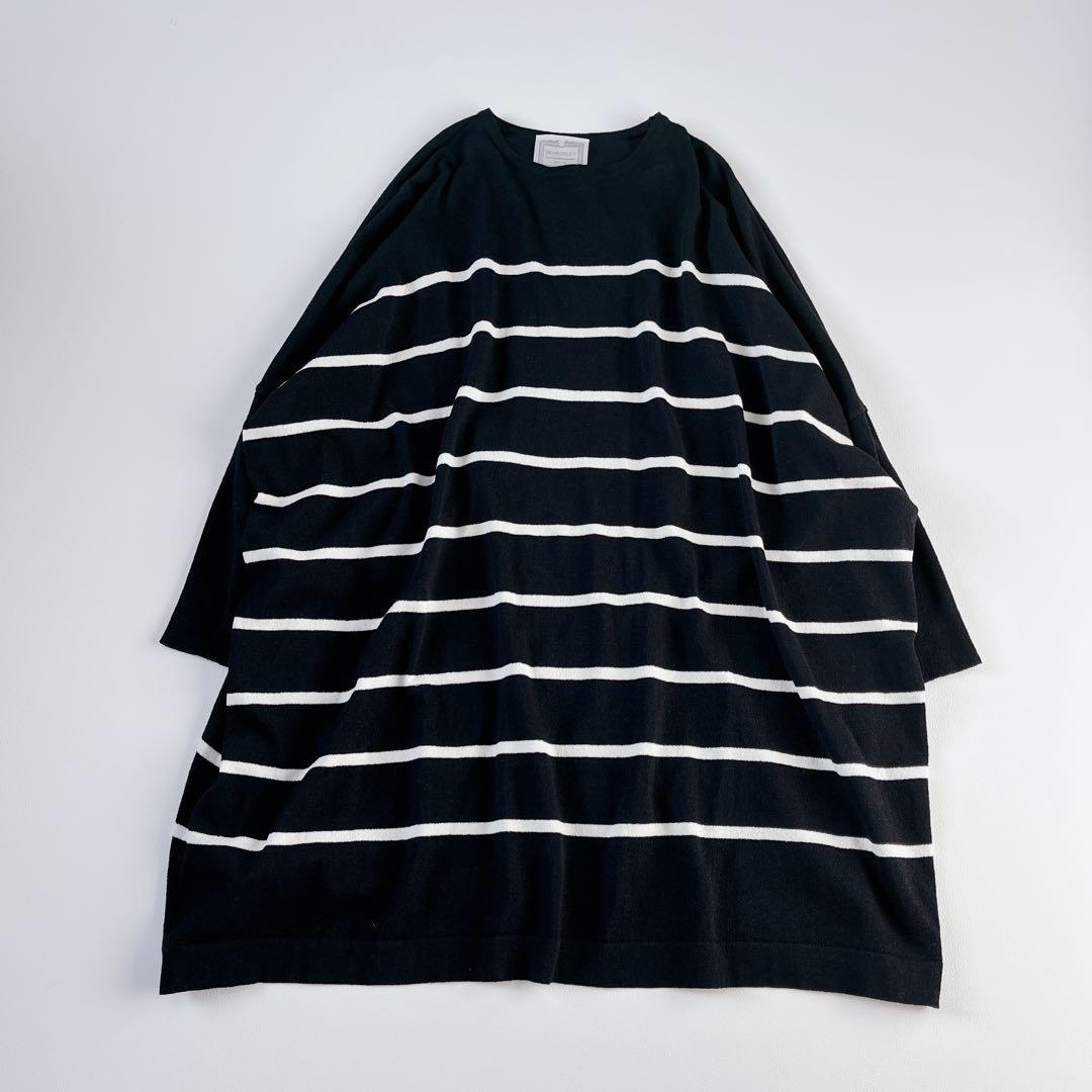 美品✨近年　ビアズリー　ギマBIGニット　ドルマン　ボーダー　F