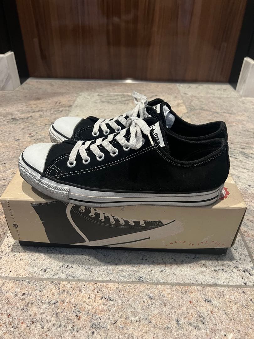 希少93年 CONVERSE スウェード ブラックUSA製 藤原ヒロシ US8
