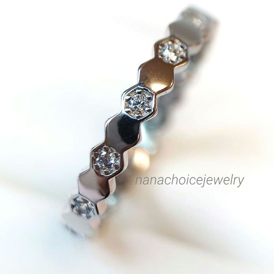 2421高級 sona ダイヤモンド フルエタニティ リング ハニカム シルバー