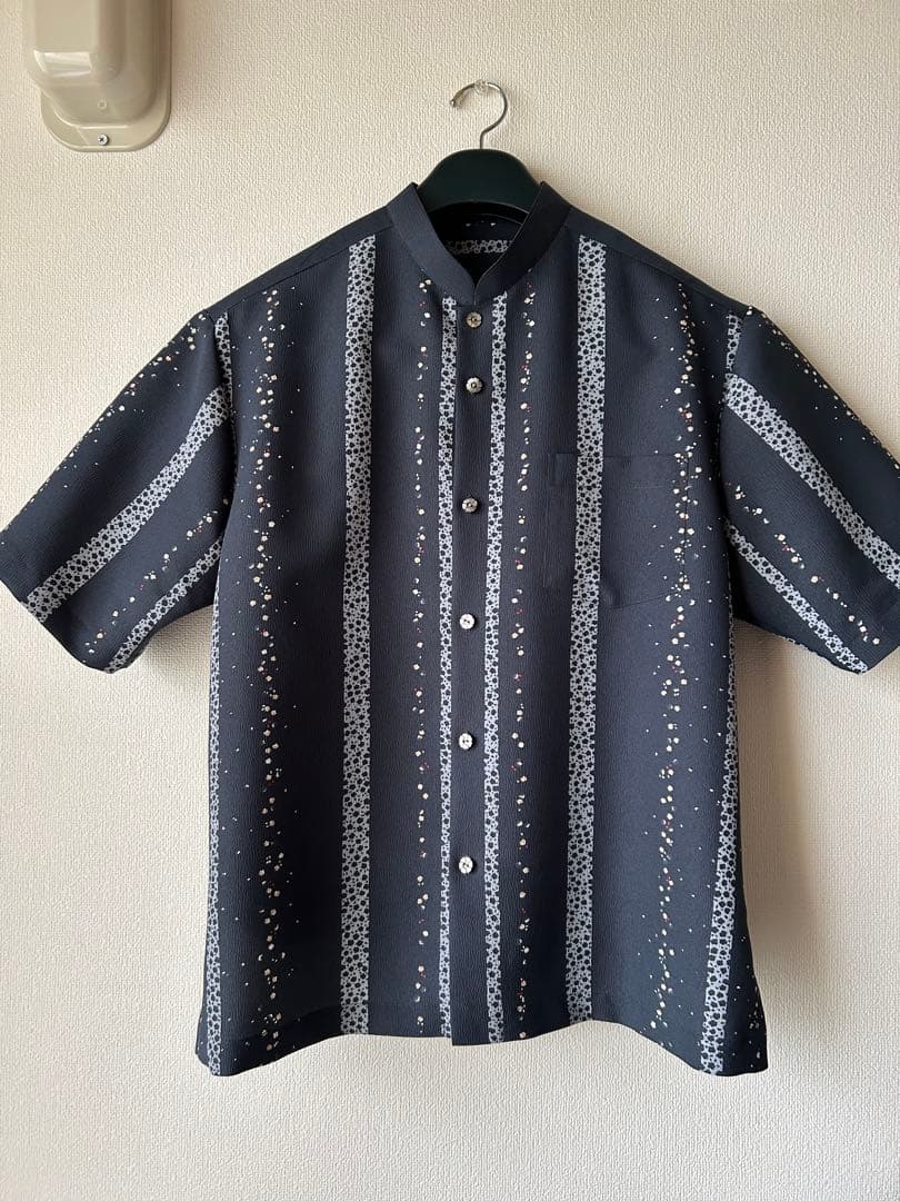 手作りのポリエステル反物メンズかりゆしウェアLLサイズ　マオカラー