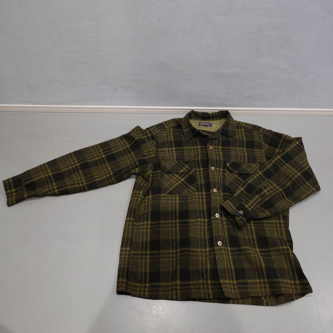 Pendleton ウール長袖シャツ オリーブグリーン・ブラックチェック
