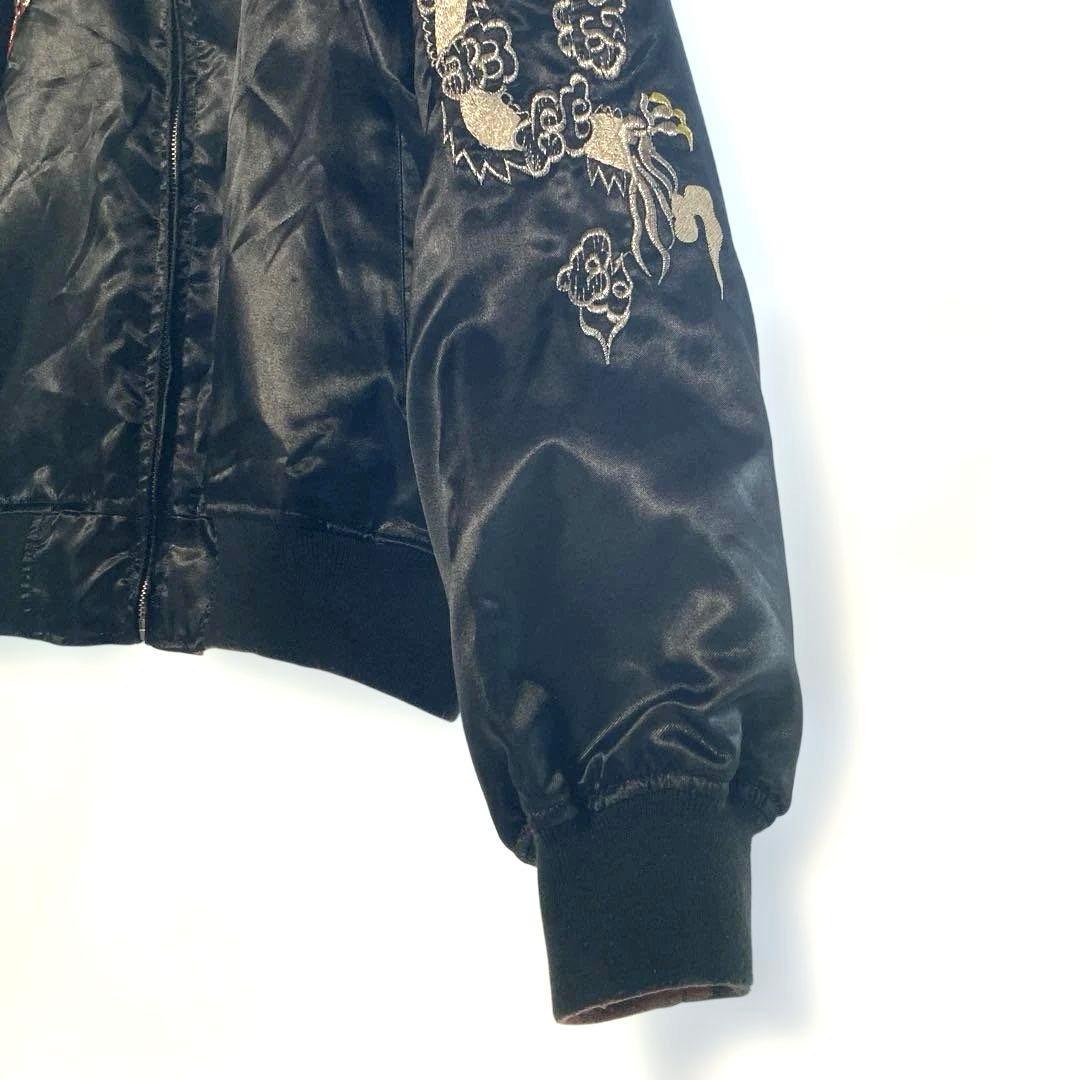 リバーシブル スカジャン 龍 鷹 刺繍 日本地図 Lサイズ 和柄 ヴィンテージ風