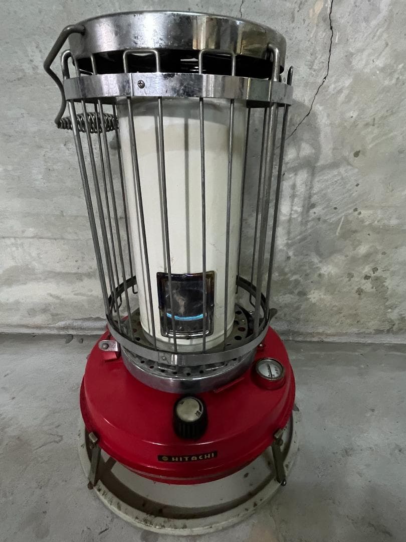 HITACHI製 ブルーフレーム ストーブ｜レトロ赤｜芯燃焼確認済み｜現役可動品